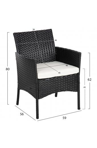 ΣΕΤ ΣΑΛΟΝΙ 4ΤΜΧ STASIA HM6089.04 ΣΥΝΘ.RATTAN ΜΑΥΡΟ-ΜΠΕΖ ΜΑΞΙΛΑΡΙΑ