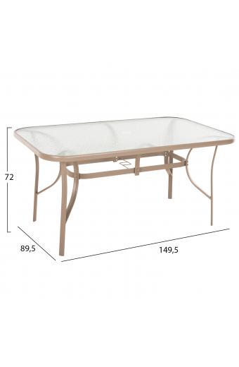 ΤΡΑΠΕΖΙ BRUNO 150X90Χ72Υεκ. ΜΕΤΑΛΛΙΚΟ ΣΑΜΠΑΝΙ ΜΕ ΤΡΥΠΑ ΟΜΠΡΕΛΑΣ Φ38mm HM5145.14
