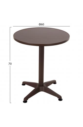 ΤΡΑΠΕΖΙ ΣΤΡΟΓΓΥΛΟ GOSS HM5974.02 ΑΛΟΥΜΙΝΙΟ ΚΑΦΕ Φ60x70Υεκ.