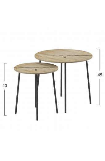 ΤΡΑΠΕΖΙΑ ΣΑΛΟΝΙΟΥ ΣΤΡΟΓΓΥΛΑ 2ΤΜΧ CUPPER HM9878.01 ΜΕΛΑΜΙΝΗ ΣΟΝΑΜΑ-ΜΑΥΡΟ ΜΕΤΑΛΛΟ