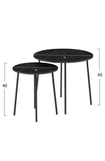 ΤΡΑΠΕΖΙΑ ΣΑΛΟΝΙΟΥ 2ΤΜΧ CUPPER HM9878.13 ΜΕΛΑΜΙΝΗ ΜΑΥΡΟ ΜΑΡΜΑΡΟ-ΜΑΥΡΟ ΜΕΤΑΛΛΟ