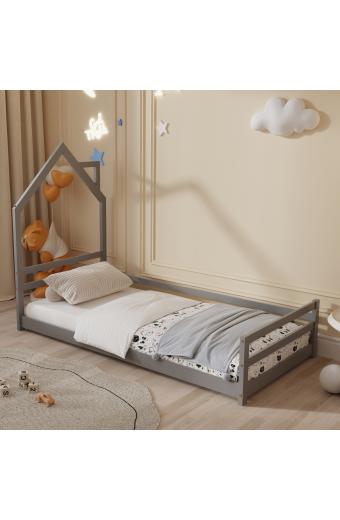 ΚΡΕΒΑΤΙ ΠΑΙΔΙΚΟ HOUSER HM676.05 τ.MONTESSORI ΞΥΛΟ ΠΕΥΚΟ ΓΚΡΙ- 190x90εκ