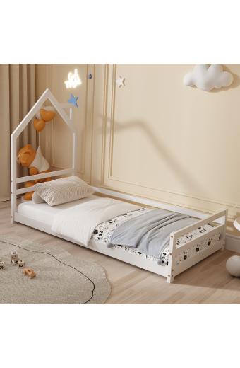ΚΡΕΒΑΤΙ ΠΑΙΔΙΚΟ HOUSER HM676.03 τ.MONTESSORI ΞΥΛΟ ΠΕΥΚΟ ΛΕΥΚΟ- 190x90εκ