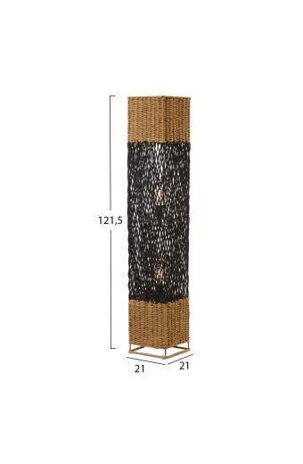 ΦΩΤΙΣΤΙΚΟ ΔΑΠΕΔΟΥ HM4355 ΜΕΤΑΛΛΟ-PAPER ROPE ΣΕ ΜΠΕΖ ΑΜΜΟΥ-ΜΑΥΡΟ 21x21x119,5Υεκ.
