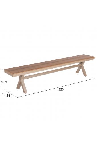 ΠΑΓΚΑΚΙ ΑΛΟΥΜΙΝΙΟΥ TAWNEE HM6040.04 ΣΑΜΠΑΝΙ-POLYWOOD ΚΑΘΙΣΜΑ ΦΥΣΙΚΟ 220x36x44,5Υεκ.