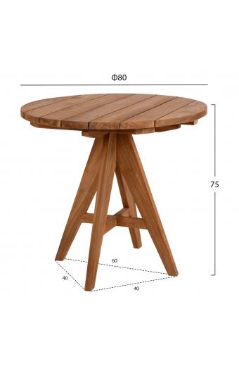 ΤΡΑΠΕΖΙ LEO HM9623.11 ΣΤΡΟΓΓΥΛΟ ΜΑΣΙΦ ΞΥΛΟ ΤΕΑΚ Φ80x75Υεκ.