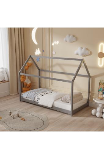 ΚΡΕΒΑΤΙ ΠΑΙΔΙΚΟ PEPE HM678.05 τ.MONTESSORI ΞΥΛΟ ΠΕΥΚΟ ΓΚΡΙ- 140x70εκ