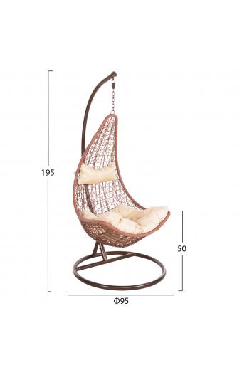 ΚΡΕΜΑΣΤΗ ΠΟΛΥΘΡΟΝΑ ΦΩΛΙΑ MILLIE HM5996.05 ΜΕΤΑΛΛΟ ΚΑΦΕ-ΣΥΝΘ.RATTAN ΚΑΦΕ Φ95x195Υεκ.