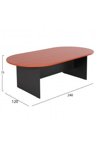 ΓΡΑΦΕΙΟ ΣΥΝΕΔΡΙΑΣΕΩΝ ΟΒΑΛ SIENNA HM2134.03 ΑΝΘΡΑΚΙ ΜΕΛΑΜΙΝΗ-TOP ΚΕΡΑΣΙ 240x120x75Υεκ