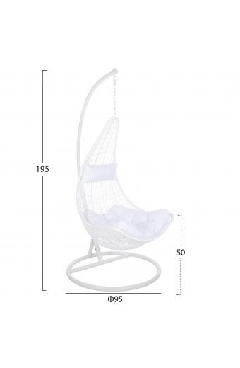 ΚΡΕΜΑΣΤΗ ΠΟΛΥΘΡΟΝΑ ΦΩΛΙΑ MILLIE HM5996.03 ΜΕΤΑΛΛΟ-ΣΥΝΘ.RATTAN ΛΕΥΚΟ Φ95x195Υεκ.