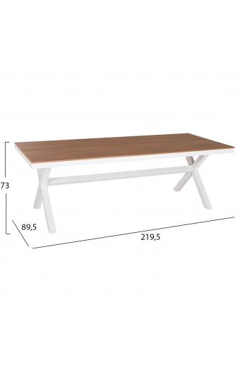 ΤΡΑΠΕΖΙ ΑΛΟΥΜΙΝΙΟΥ ΟΡΘΟΓΩΝΙΟ TAWNEE HM6039.02 ΛΕΥΚΟ-POLYWOOD ΦΥΣΙΚΟ 219,5x89,5x73Υ