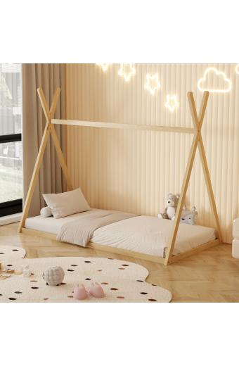 ΚΡΕΒΑΤΙ ΠΑΙΔΙΚΟ MUNK HM681.01 τ.MONTESSORI ΜΑΣΙΦ ΞΥΛΟ ΠΕΥΚΟΥ ΦΥΣΙΚΟ- 190x90εκ