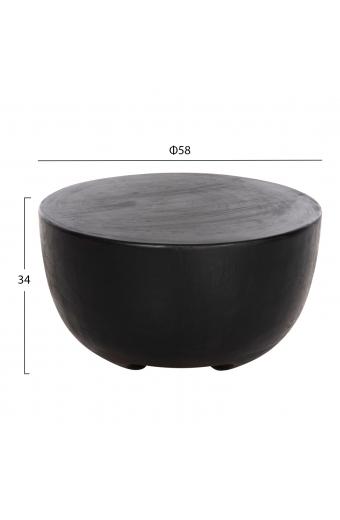 ΤΡΑΠΕΖΙ ΒΟΗΘΗΤΙΚΟ POMPU HM9794.02 ΜΑΥΡΟ ΜΑΣΙΦ ΞΥΛΟ SUAR Φ58x34Υεκ.