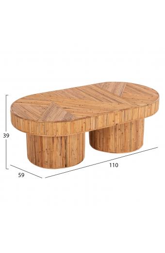 ΤΡΑΠΕΖΙ ΣΑΛΟΝΙΟΥ GATSBY ΟΒΑΛ TOP HM9870 RATTAN ΧΡΩΜΑ ΦΥΣΙΚΟ 110x59x39Υεκ.