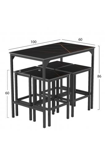 ΣΕΤ ΤΡΑΠΕΖΑΡΙΑ ΜΠΑΡ 5ΤΜΧ BOXY HM9882.13 ΜΑΥΡΟ ΜΕΤΑΛΛΟ-ΜΕΛΑΜΙΝΗ ΜΑΥΡΟ ΜΑΡΜΑΡΟ
