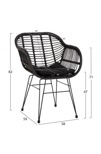 ΠΟΛΥΘΡΟΝΑ ΜΕ ΜΑΞΙΛΑΡΙ ΜΕΤΑΛΛΙΚΗ ALLEGRA HM5450.32 ΜΕ WICKER ΜΑΥΡΟ 58x59x82Υεκ.