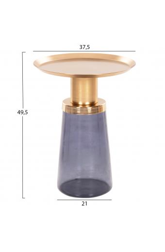 ΒΟΗΘΗΤΙΚΟ ΤΡΑΠΕΖΑΚΙ BALLIN HM9725 ΜΠΛΕ ΓΥΑΛΙ-ΧΡΥΣΟ ΜΕΤΑΛΛΟ Φ37,5x49,5Υεκ.