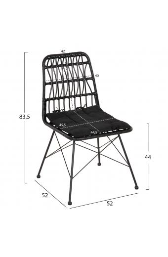 ΚΑΡΕΚΛΑ ΕΞ.ΧΩΡΟΥ ALLEGRA HM5453.12 ΜΕΤΑΛΛΟ-ΜΑΞΙΛΑΡΙ-WICKER ΜΑΥΡΟ 52x52x83,5Yεκ.
