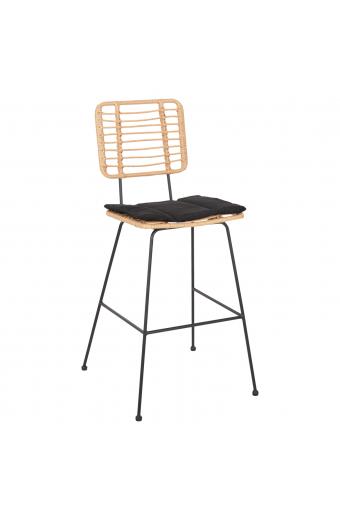 ΣΚΑΜΠΟ ΜΠΑΡ ALLEGRA HM5455.11 ΜΕΤΑΛΛΟ&ΜΑΞΙΛΑΡΙ ΜΑΥΡΟ-WICKER ΜΠΕΖ 56x59x116,5Υεκ.