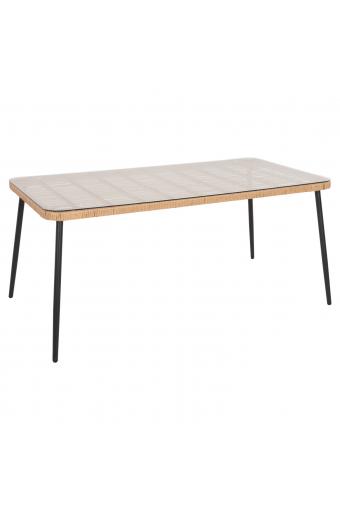 ΤΡΑΠΕΖΙ ΟΡΘΟΓΩΝΙΟ ALLEGRA HM5538.11 ΜΕΤΑΛ.ΜΑΥΡΟ-P.E. RATTAN ΦΥΣΙΚΟ 159,5x89,5x72Υεκ.