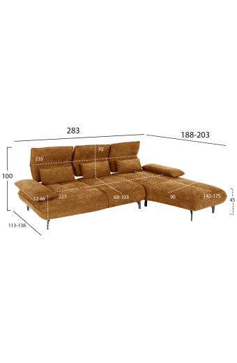 ΓΩΝΙΑΚΟΣ ΚΑΝΑΠΕΣ (ΔΕΞΙΑ) CONVERT HM3268.02R ΚΕΡΑΜΙΔΙ ΥΦΑΣΜΑ 283x188x100Υεκ.
