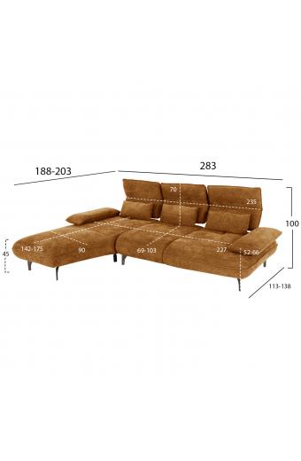 ΓΩΝΙΑΚΟΣ ΚΑΝΑΠΕΣ (ΑΡΙΣΤΕΡΗ) CONVERT HM3268.02L ΚΕΡΑΜΙΔΙ ΥΦΑΣΜΑ 283x188x100Υεκ.