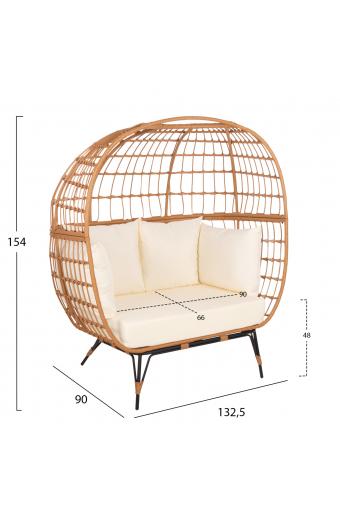 ΠΟΛΥΘΡΟΝΑ ΦΩΛΙΑ MIAMI 2 ΑΤΟΜΩΝ ΤΥΠΟΥ RATTAN HM5870.11 132.5x90x154Υεκ