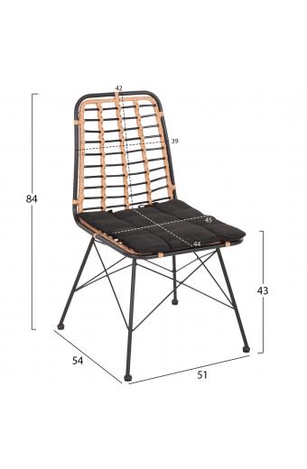 ΚΑΡΕΚΛΑ ΜΕΤΑΛΛΙΚΗ ALLEGRA HM5691.11 WICKER ΜΠΕΖ-ΜΑΥΡΟ 51x54x84Υεκ.