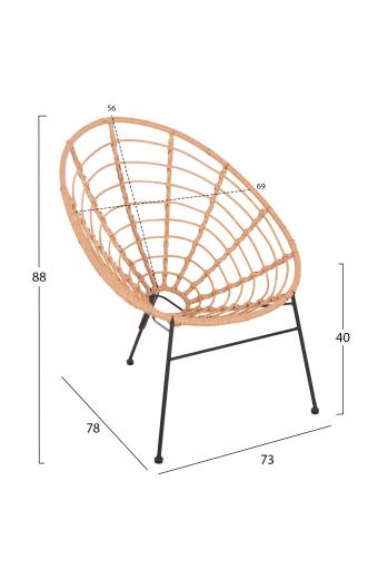 ΠΟΛΥΘΡΟΝΑ ΤΥΠΟΥ ΦΩΛΙΑ ΜΕΤΑΛΛΙΚΗ ALLEGRA HM5458.11 ΜΕ WICKER ΜΠΕΖ 73x78x88Υεκ.