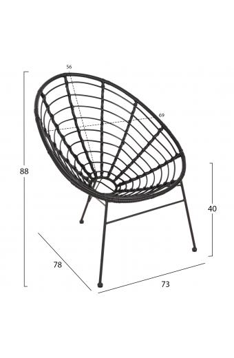 ΠΟΛΥΘΡΟΝΑ ΤΥΠΟΥ ΦΩΛΙΑ ΜΕΤΑΛΛΙΚΗ ALLEGRA HM5458.12 ΜΕ WICKER-ΜΑΥΡΟ 73x78x88Υεκ.