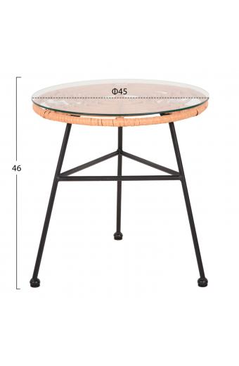 ΣΕΤ ΕΞΩΤΕΡΙΚΟΥ ΧΩΡΟΥ 3ΤΜΧ ALLEGRA HM21047.11 ΜΠΕΖ ΣΥΝΘ.RATTAN-ΜΕΤΑΛΛΟ ΣΕ ΜΑΥΡΟ