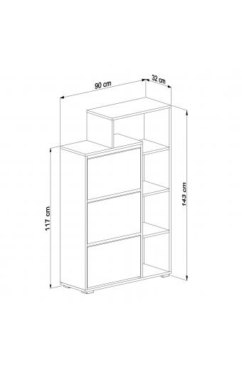 ΠΑΠΟΥΤΣΟΘΗΚΗ ROBBEN HM18189.01 ΜΕΛΑΜΙΝΗ ΣΕ ΛΕΥΚΟ 90x30x143Υεκ.