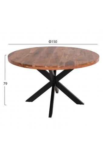 ΤΡΑΠΕΖΙ ΣΤΡΟΓΓΥΛΟ MONTANA SUPERIOR HM9904 4εκ.ΠΑΧΟΣ ΜΑΣΙΦ ΞΥΛΟ ΑΚΑΚΙΑΣ Φ150Χ79Υεκ