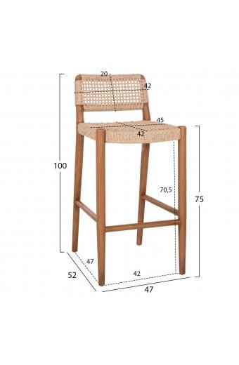 ΣΚΑΜΠΟ ΜΠΑΡ ROSCO HM6134 ΞΥΛΟ ΤΕΑΚ ΦΥΣΙΚΟ & ΣΧΟΙΝΙ VIRO ΜΠΕΖ 47x52x100Υεκ