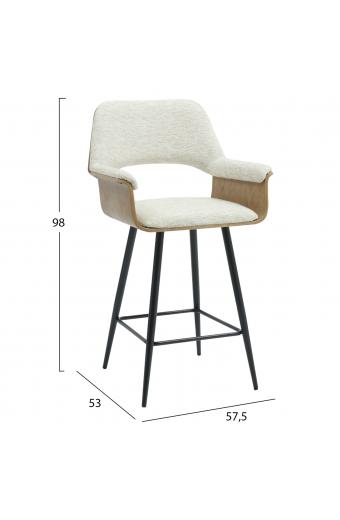 ΣΚΑΜΠΟ ΜΠΑΡ ΜΕΣ.ΥΨΟΥΣ CLIPP HM9987.02 ΜΑΥΡΑ ΜΕΤΑΛ.ΠΟΔΙΑ-ΕΚΡΟΥ ΥΦΑΣΜΑ 57,5x53x98Υεκ