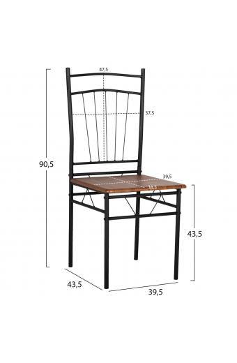 ΣΕΤ ΤΡΑΠΕΖΑΡΙΑΣ 5ΤΜΧ PEARY HM9416.11 ΜΕΤΑΛΛΟ ΜΑΥΡΟ-MDF ΚΑΡΥΔΙ 110x60x74Yεκ.
