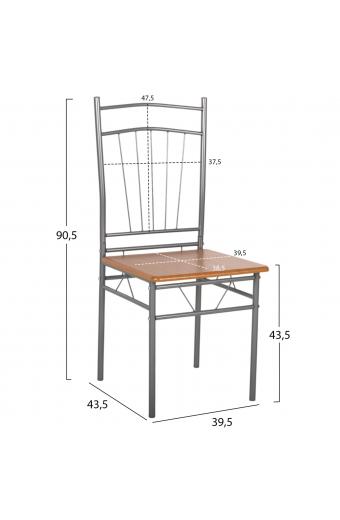 ΣΕΤ ΤΡΑΠΕΖΑΡΙΑΣ 5ΤΜΧ PEARY HM9416.12 ΜΕΤΑΛΛΟ ΑΣΗΜΙ-MDF ΣΟΝΑΜΑ 110x60x74Yεκ.