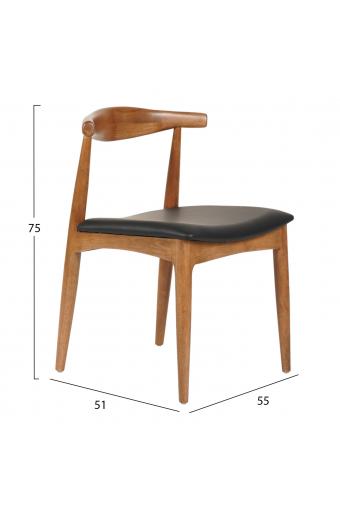 KΑΡΕΚΛΑ ΤΡΑΠΕΖΑΡΙΑΣ ALOR HM9947.03 RUBBERWOOD ΚΑΡΥΔΙ-ΜΑΥΡΟ PU 55x51x75Υεκ