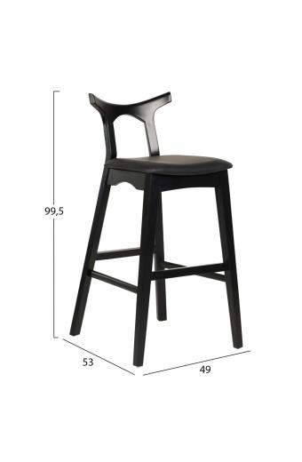 ΣΚΑΜΠΟ ΜΠΑΡ USOPP HM9951.02 RUBBERWOOD & PU ΣΕ ΜΑΥΡΟ 49x53x99,5Υεκ.