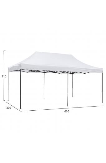 ΚΙΟΣΚΙ/GAZEBO MATTHEW HM6312 ΠΤΥΣΣΟΜΕΝΟ-ΣΚΕΛΕΤΟΣ ΜΕΤΑΛ.ΜΑΥΡΟΣ-ΛΕΥΚΟ ΥΦΑΣΜΑ 3x6x3,10Yμ