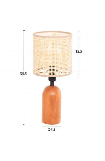 ΕΠΙΤΡΑΠΕΖΙΟ ΦΩΤΙΣΤΙΚΟ LYKTUR HM4709 ΜΠΕΖ ΚΑΠΕΛΟ WICKER-ΞΥΛΙΝΗ ΒΑΣΗ Φ15,5x35,5Υεκ.