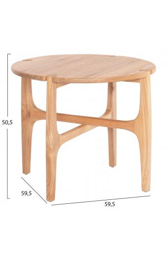 ΒΟΗΘΗΤΙΚΟ ΤΡΑΠΕΖΑΚΙ ΣΤΡΟΓΓΥΛΟ KATAL HM9932 ΞΥΛΟ SUNGKAI ΦΥΣΙΚΟ Φ59,5x50,5Υεκ.