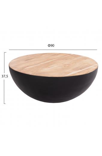 ΔΙΑΚΟΣΜΗΤΙΚΟ ΤΡΑΠΕΖΙ ΣΑΛΟΝΙΟΥ BOWL Φ90X37,5Yεκ. ΜΑΥΡΟ ΜΕ ΞΥΛΟ ΑΚΑΚΙΑΣ HM8717.21