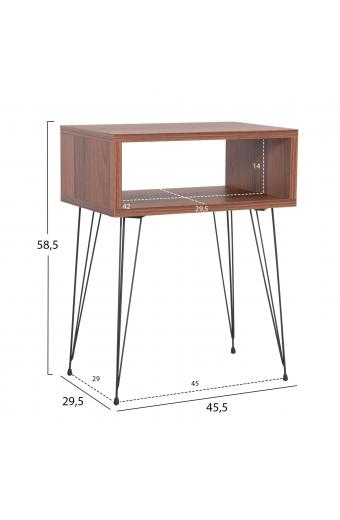ΚΟΜΟΔΙΝΟ TODD HM18184.05 ΜΕΛΑΜΙΝΗ ΣΕ ΚΑΡΥΔΙ-ΜΕΤΑΛ.ΜΑΥΡΑ ΠΟΔΙΑ 45.5x29.5x58.5Υεκ.