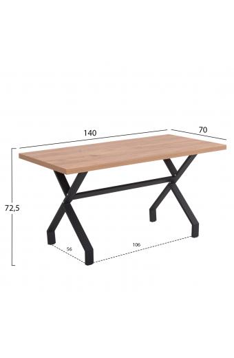 ΤΡΑΠΕΖΙ ΚΟΥΖΙΝΑΣ LANA HM18221.04 ΜΕΛΑΜΙΝΗ ΣΕ ΦΥΣΙΚΟ-ΜΑΥΡΑ ΜΕΤΑΛ.ΠΟΔΙΑ 140x70x72.5Υεκ.