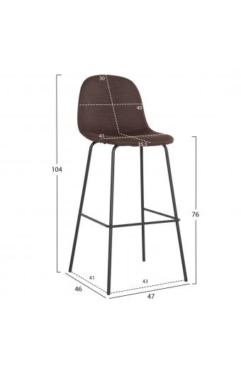 ΣΚΑΜΠΟ ΜΠΑΡ VINCENT HM8579.23 ΚΑΦΕ ΥΦΑΣΜΑ-ΜΑΥΡΟΣ ΜΕΤΑΛΛΙΚΟΣ ΣΚΕΛΕΤΟΣ 47x46x104Υεκ.