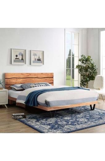 ΚΡΕΒΑΤΙ ALICIA HM8359.21 ΜΕΤΑΛΛΟ-ΜΑΣΙΦ ΞΥΛΟ ΑΚΑΚΙΑΣ-ΑΝΟΙΧΤΟ ΦΥΣΙΚΟ-ΣΤΡΩΜΑ 160x200εκ