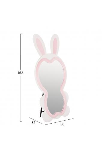 ΠΑΙΔΙΚΟΣ ΚΑΘΡΕΦΤΗΣ ΔΑΠΕΔΟΥ BUNNY HM4489.01 MDF ΡΟΖ & ΛΕΥΚΟ-ΜΑΥΡΟ STAND 80x162Υεκ.