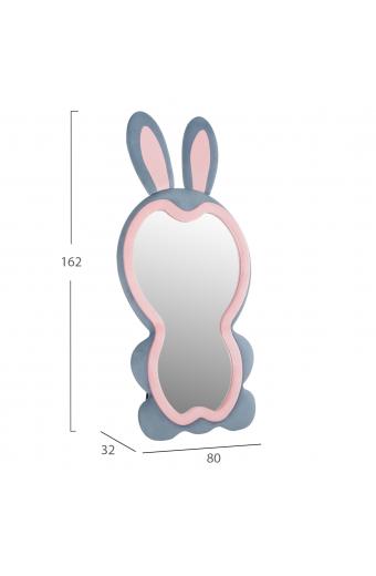 ΠΑΙΔΙΚΟΣ ΚΑΘΡΕΦΤΗΣ ΔΑΠΕΔΟΥ BUNNY HM4489.02 MDF ΡΟΖ & ΜΠΛΕ-ΜΑΥΡΟ STAND 80x162Υεκ.