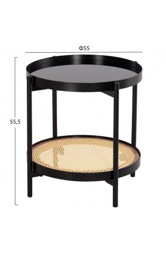 ΒΟΗΘΗΤΙΚΟ ΤΡΑΠΕΖΙ SEITZ HM18031 ΓΥΑΛΙ TOP-ΜΕΤΑΛΛΟ-RATTAN ΣΕ ΦΥΣΙΚΟ Φ50x55,5Υεκ.